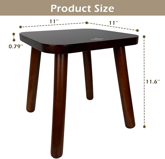BEE&OAK Wooden Step Stools for Adults, Solid Rubber Wood Non-Slip Step Foot - Image 2