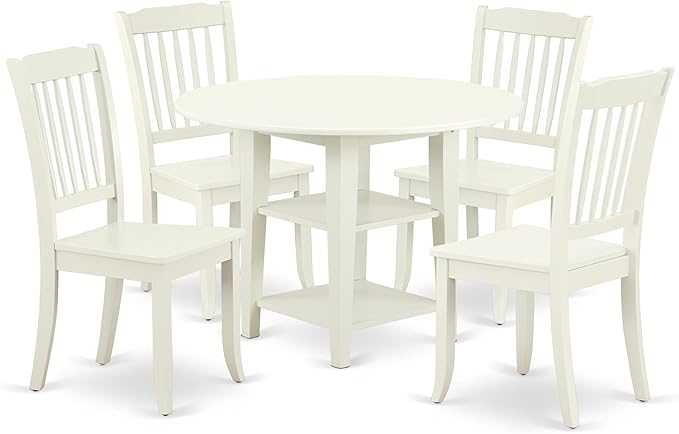 East West Furniture SUDA5-LWH-W 5 Piece Dining Room Furniture Set Includes a by EastWestFurniture