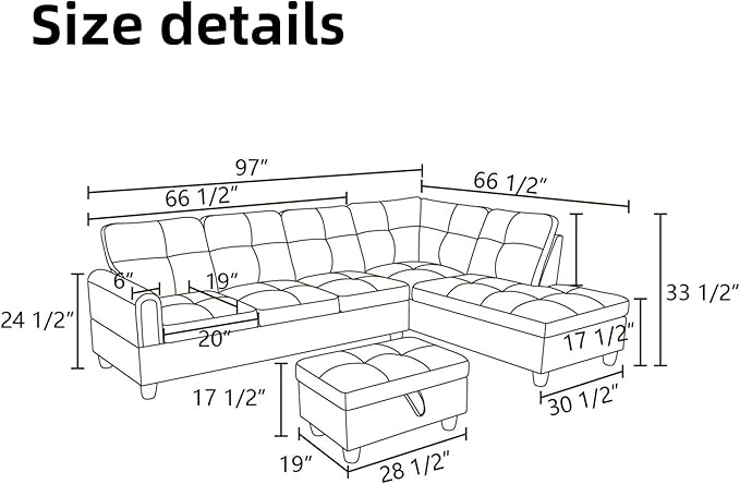 L Shaped Sectional Couches for Living Room, Modern Modular Sectional Sofa - Image 2