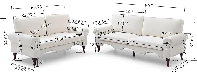2 Piece Sectional Sofa Set, 2+3 Seat Convertible Couch - Image 2