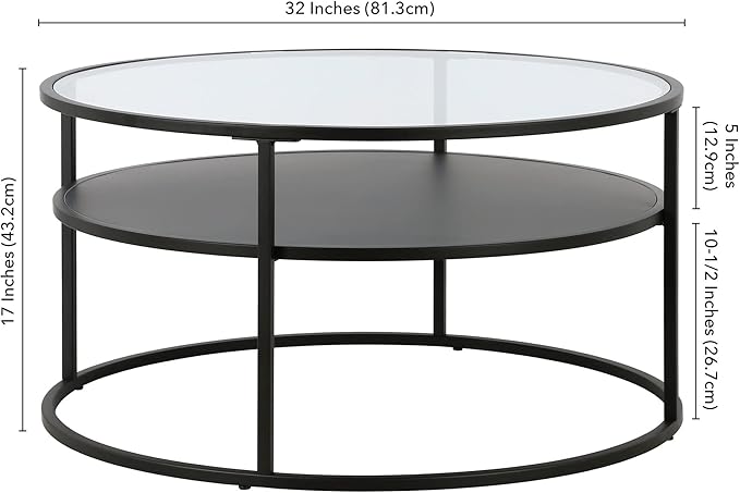 Ada 32" Wide Round Coffee Table in Blackened Bronze - Image 3