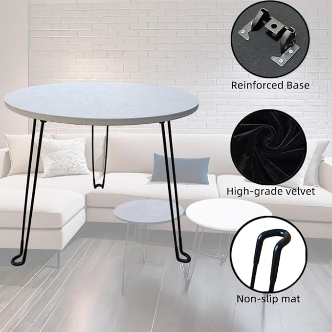 Leather Circle Nesting Tables Coffee Table Set of 2，Folding Table, Outdoor Side - Image 6