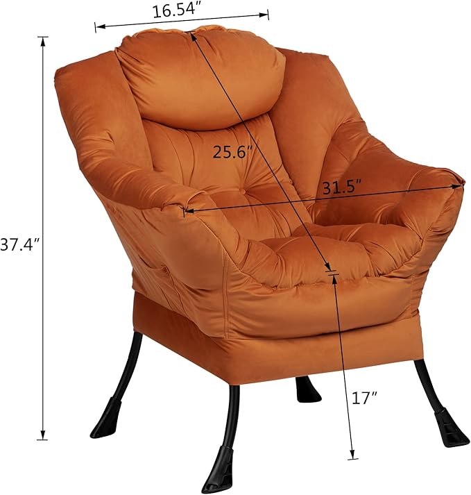 HollyHOME Modern Fabric Large Lazy Chair, Accent Oversized Comfy Reading Chair - Image 3