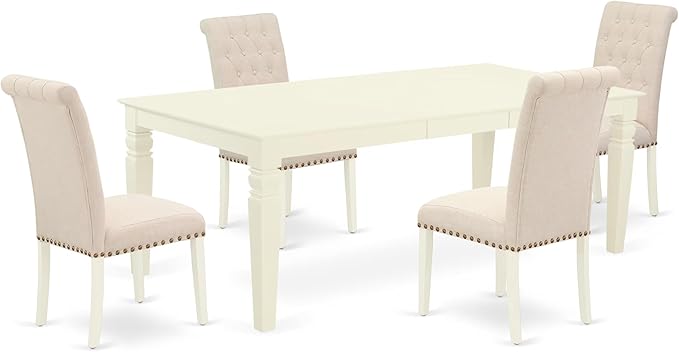 East West Furniture LGBR5-LWH-02 5 Piece Dining Room Table Set Includes a by EastWestFurniture