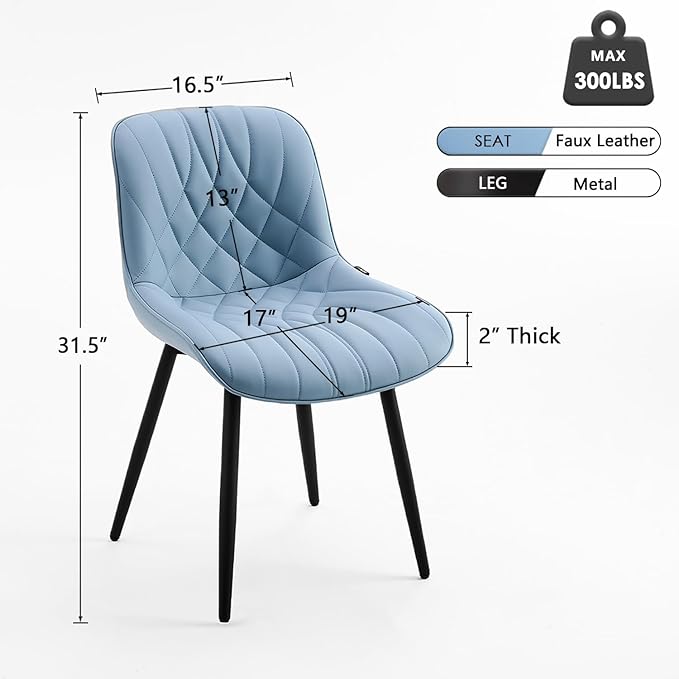 YOUNUOKE Dining Chairs Set of 2 Mid Century Modern Kitchen Chair Comfortable - Image 2