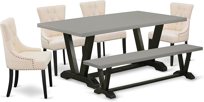 East West Furniture V697FR102-6 6 Piece Dining Table Set Contains a Rectangle by EastWestFurniture