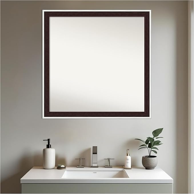 Amanti Art Bathroom Mirror for Over Sink, 29x29 Maya Espresso Silver Square - Image 7