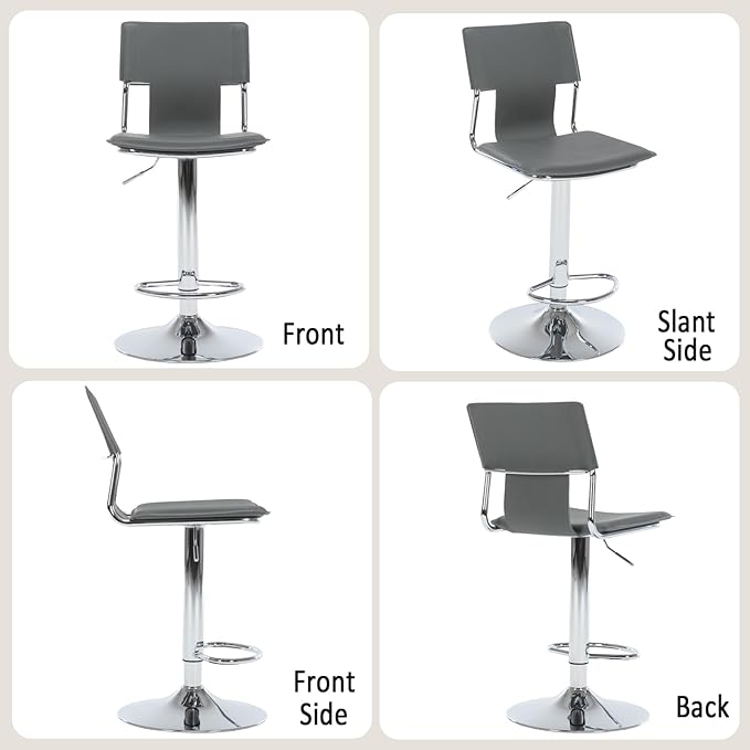 Sidanli Grey Bar Height Chairs, Swivel Barstools - Image 6
