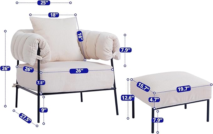 HollyHOME Modern Velvet Accent Chair - Image 3