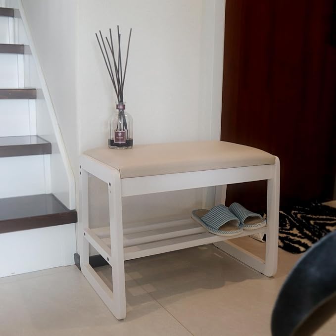 Solid Wood Shoe Rack, 2 Tier Shoe Storage Bench - Image 7