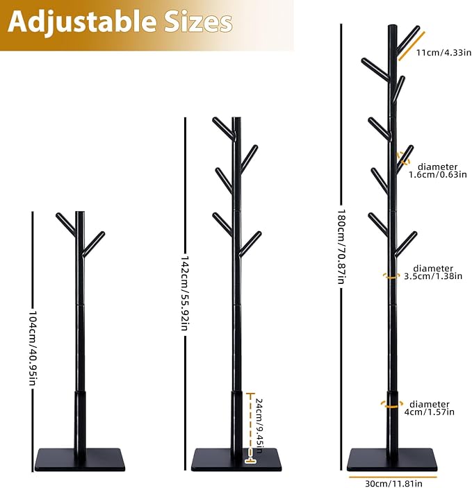 Yawinhe Coat Rack, Sturdy Woode Stand Tree - Image 6