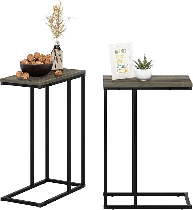 Furinno Camnus Modern Living Sofa Side Table, French Oak Grey - Image 4