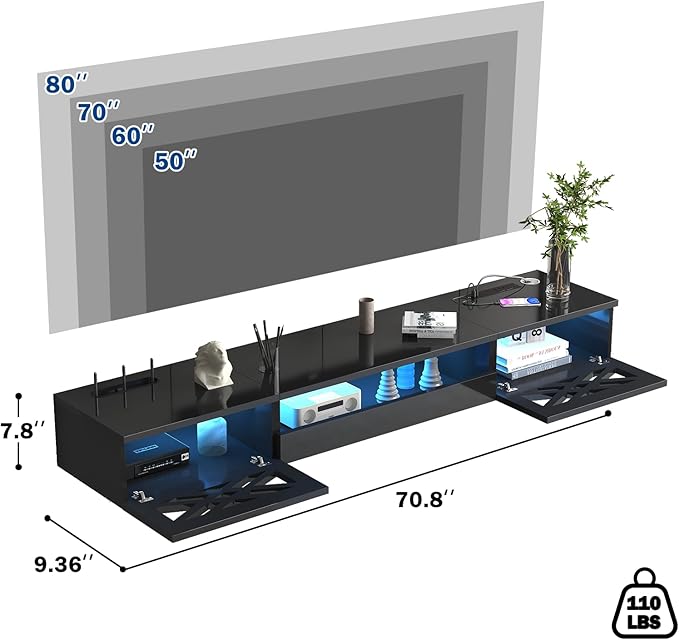Floating TV Stand, Floating Wall Mounted TV Shelf - Image 3