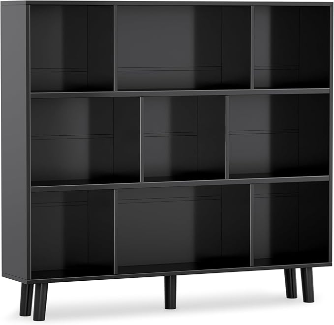 YESHOMY 9 Black Cube Bookcase, Open Frame 3-Tier Book Shelf, Bookshelf Storage - Image 7