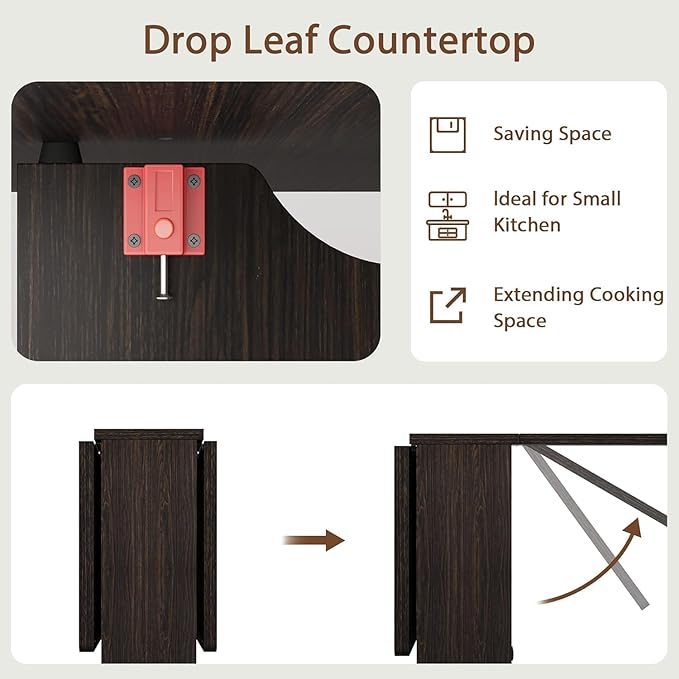 IDEALHOUSE Folding Dining Table, Drop Leaf Dining Table - Image 7