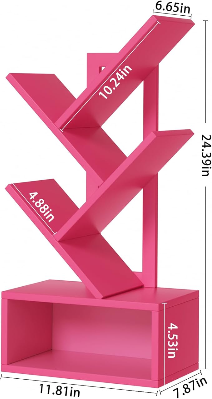 Small Tree Book Shelf, 5 Tier Black Tree Bookshelf, Desktop Bookcase, Modern - Image 3