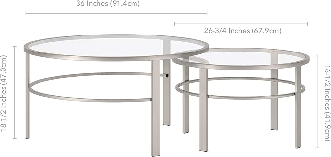 Henn&Hart Round Nested Coffee Table in Satin Nickel, Modern coffee tables - Image 18