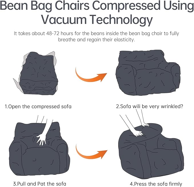 Bean Bag Chair with Filler, Bean Bag Sofa with Tufted Soft Stuffed Filling - Image 5