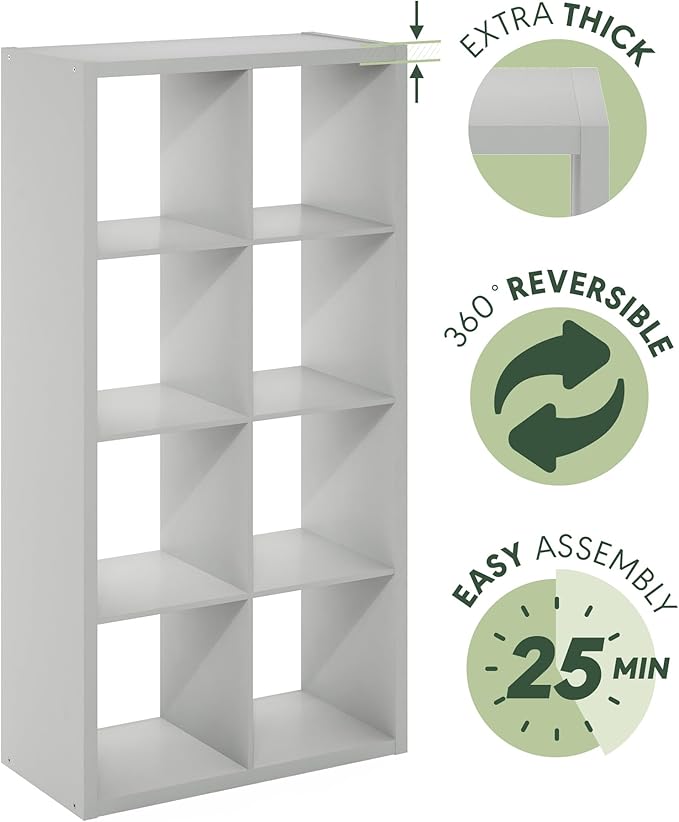Furinno Cubicle Open Back Decorative Cube Storage Organizer, Light Grey - Image 6