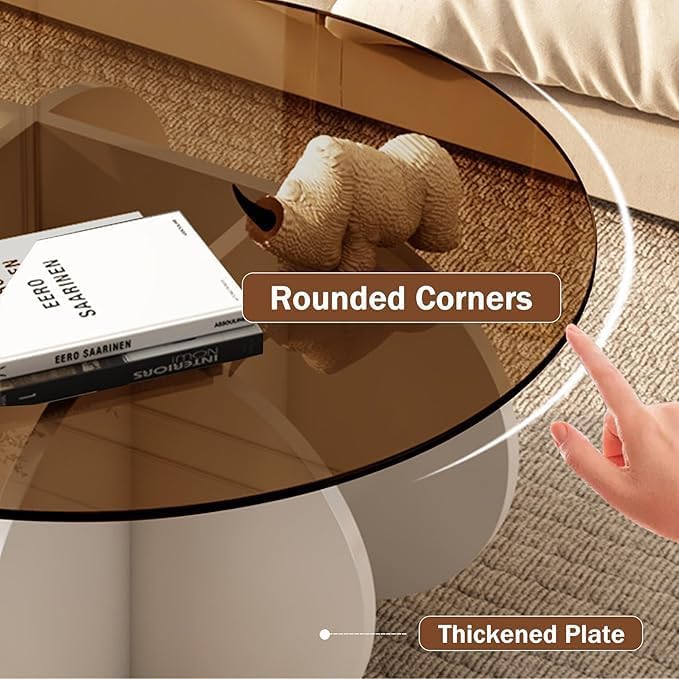 Mid Century Modern Round Glass Coffee Table - Image 4