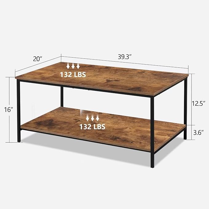 SENIG 2-Tier Coffee Table with Storage Shelf - Image 3