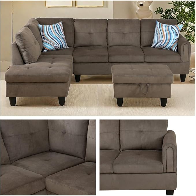 NAYSAYE Sectional Couch with Ottoman Storage, L Shaped Couch Sofa Furniture Sets - Image 6