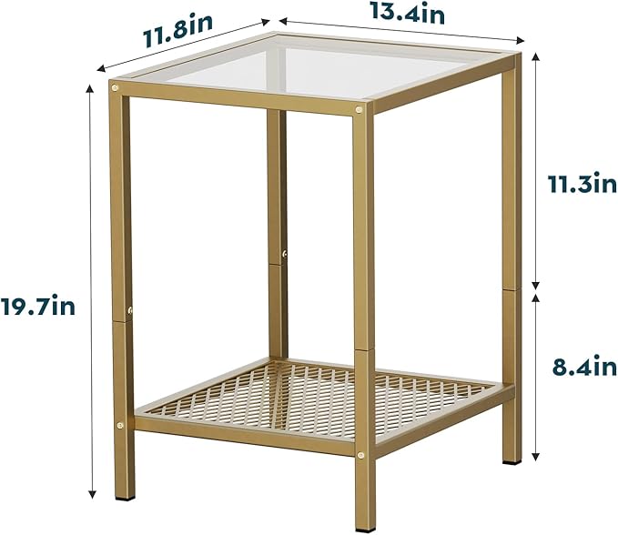 SAYGOER Glass Side Table Small Gold End Table - Image 2