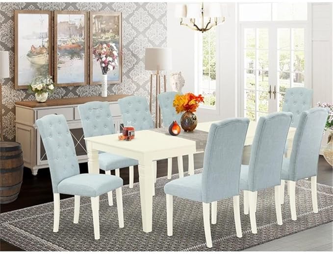 East West Furniture LGCE9-LWH-15 9 Piece Dining Room Table Set Includes a - Image 2