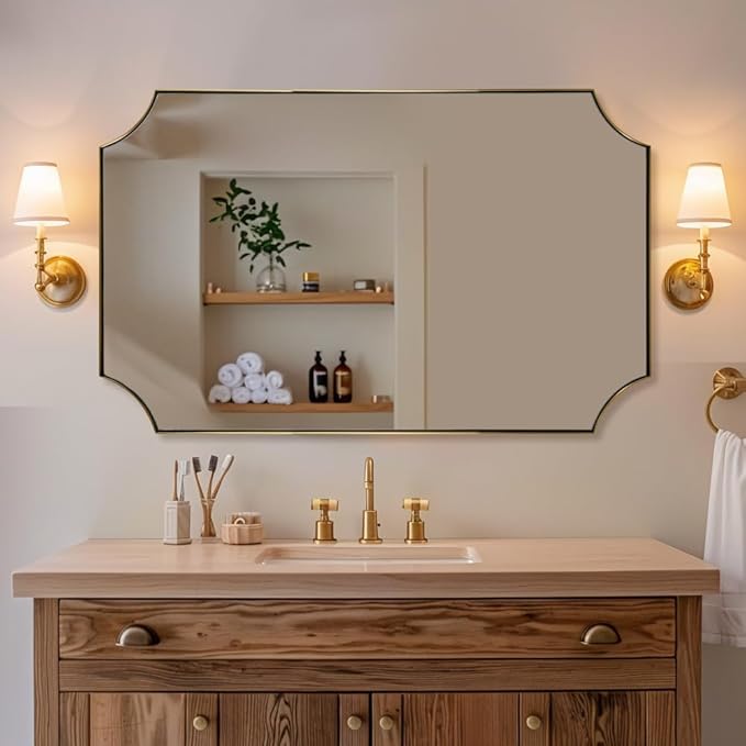 ANDY STAR 30x48 Inch Brushed Gold Mirror, Unique Rectangle Mirror - Image 7