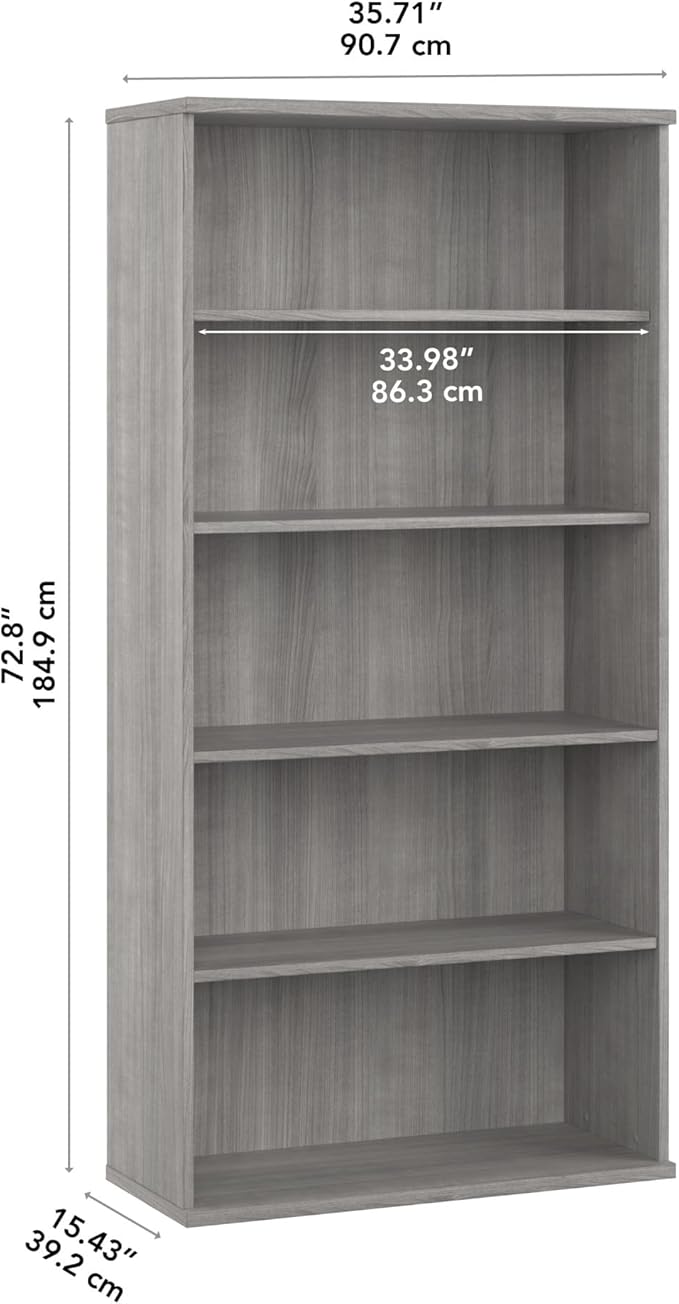 Bush Business Furniture Studio C 5 Shelf Bookcase, Platinum Gray - Image 3