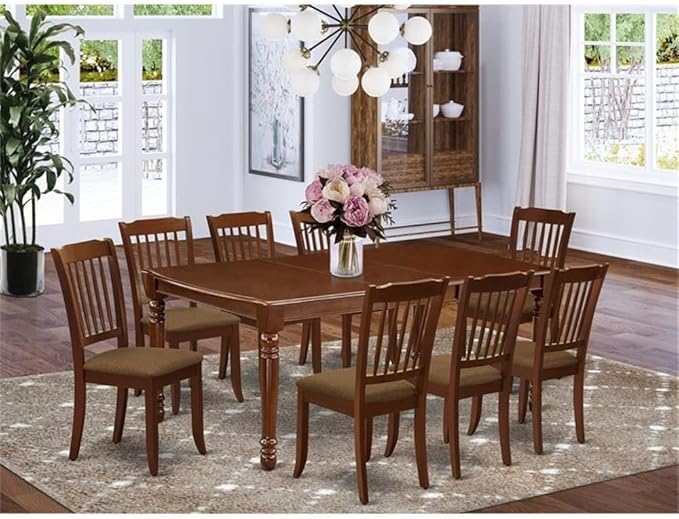 East West Furniture DODA9-MAH-C 9 Piece Dining Table Set Includes a Rectangle - Image 2