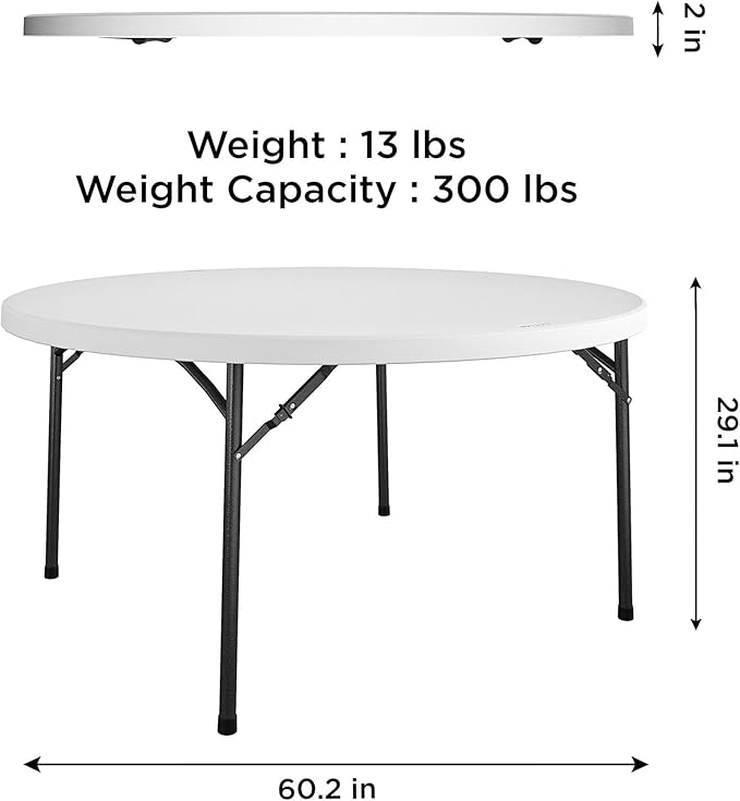 COSCO Commercial 5' Round Blow Mold Table - Image 3
