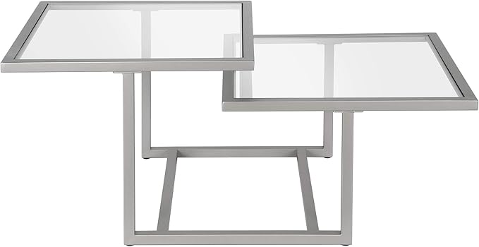 Henn&Hart 43" Wide Square Coffee Table in Nickel, Modern coffee tables by HennHart