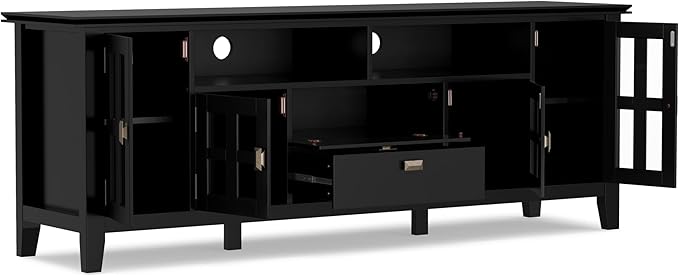 SIMPLIHOME Artisan SOLID WOOD 72 Inch Wide Transitional TV Media Stand in Black - Image 3