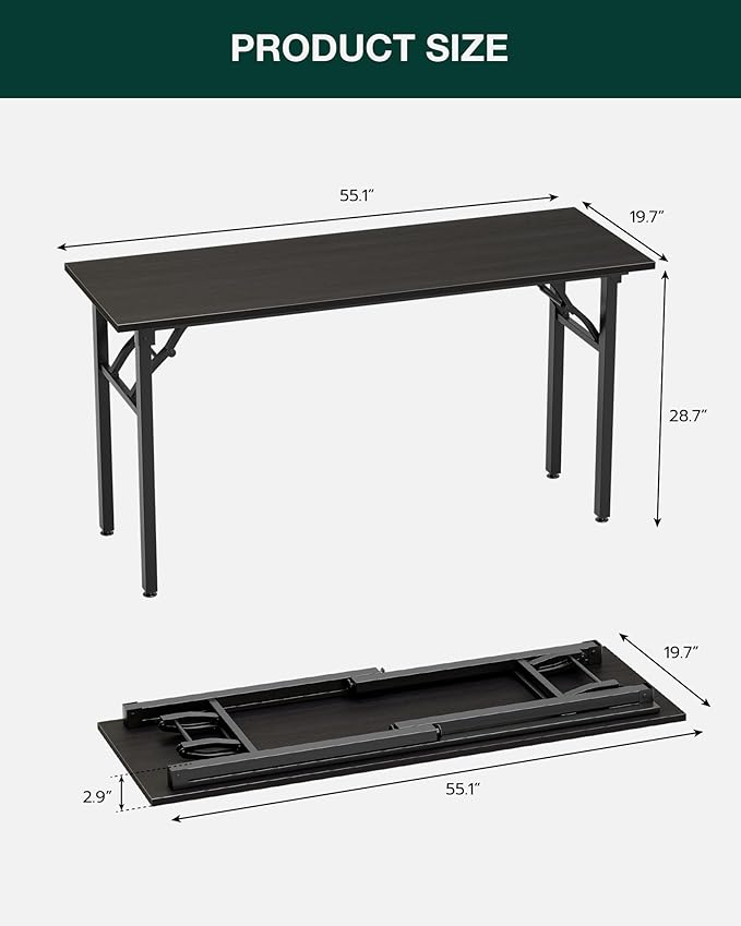 Frylr Small Folding Computer Desk – Portable 55.1 Inch Foldable Laptop Table - Image 2