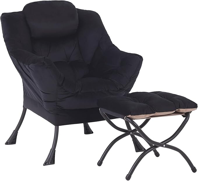 Lazy Chair with Ottoman, Modern Accent Chair Contemporary Lounge Leisure Sofa - Image 8