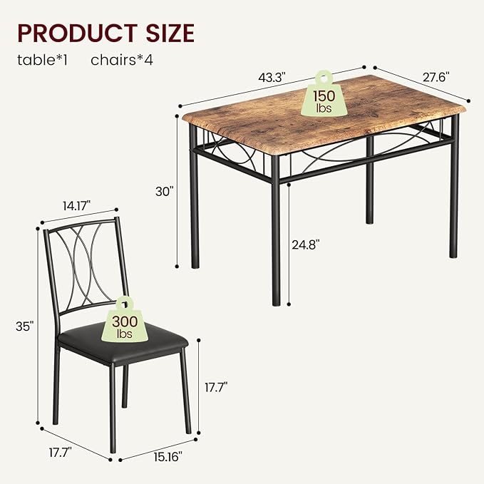 CABIHOME Dining Table Set, 5 Piece Dining Table Set - Image 2