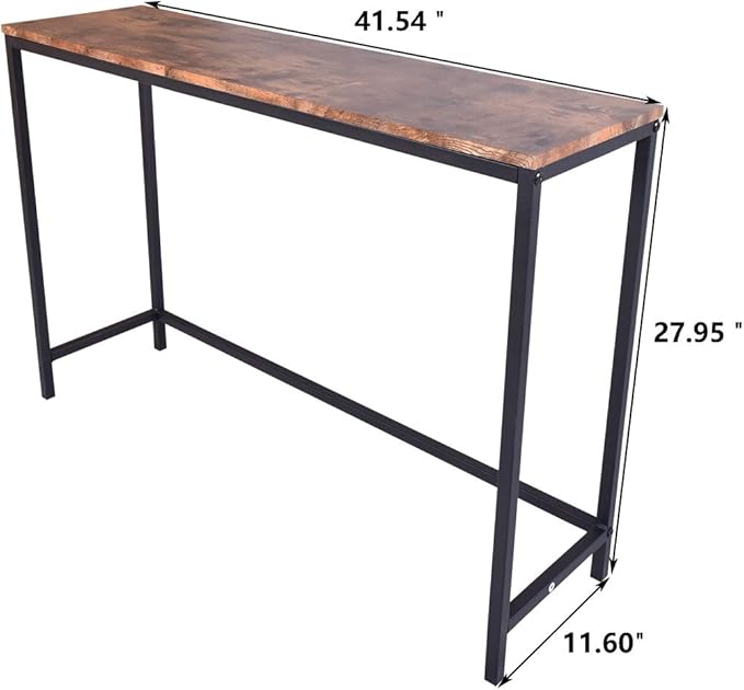 HOMERECOMMEND Rustic Brown Console Table - Image 2