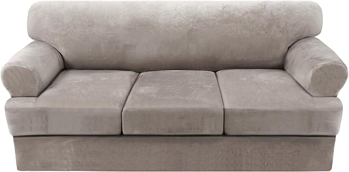 H.VERSAILTEX Sofa Cover 4 Piece T Cushion Sofa Slipcovers Thick Velvet Couch by HVERSAILTEX