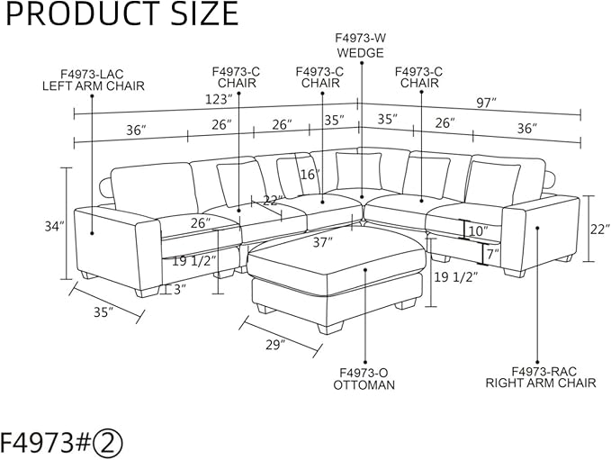 L Shaped Sectional Couches for Living Room, Stylish Sectional Loveseat Sofa - Image 2