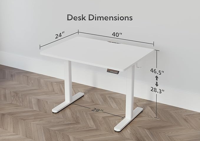 YDN Electric Standing Desk, 40x24 Inch Adjustable Height Stand up Desk - Image 3