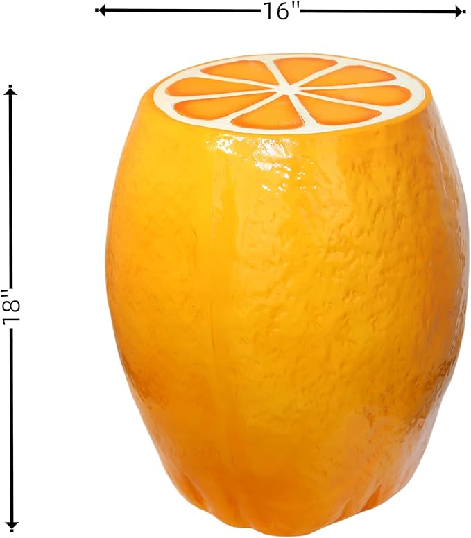 18" Orange Shaped Fruit-Inspired Side Table Orange Statue Indoor Outdoor Accent - Image 2