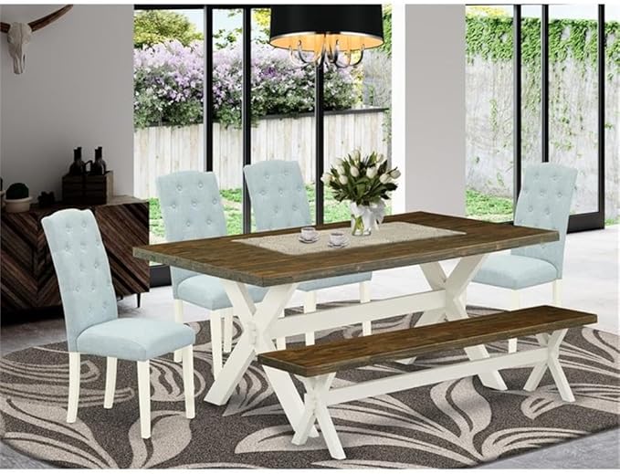 East West Furniture X077CE215-6 6 Piece Dining Table Set Contains a Rectangle - Image 2