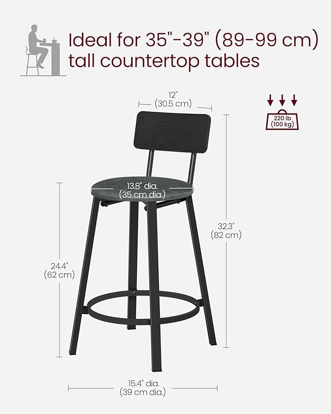 VASAGLE Bar Stools, 29.7-Inch Barstools - Image 3