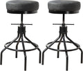 Grey Swivel Bar Stools Set of 2 Adjustable Swivel Round Barstools Modern PU by Unknown