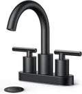FORIOUS 4 Inch Centerset Bathroom Faucet Black 2 Hole, Two Handle Matte Black 4 by FORIOUS