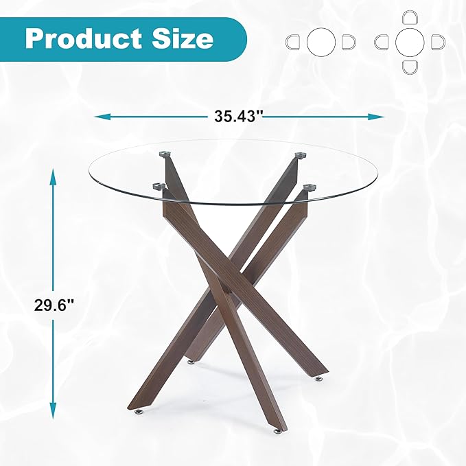 Dining Table for 4 Modern Round Dining Table 35.43" Kitchen & Dining Room Tables - Image 2