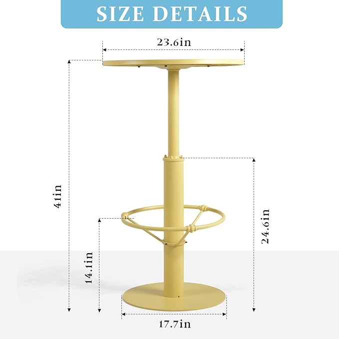 42" Tall Modern Industrial Bar Table-23.6" Dia Round Metal Top Standing Pub - Image 2