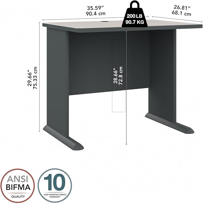 Bush Business Furniture Series A 36W Small Desk in White Spectrum and Slate - Image 3