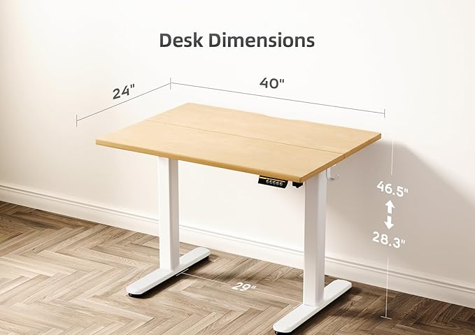 Claiks Bamboo Electric Standing Desk, Adjustable Height Stand up Desk, 40x24 - Image 3